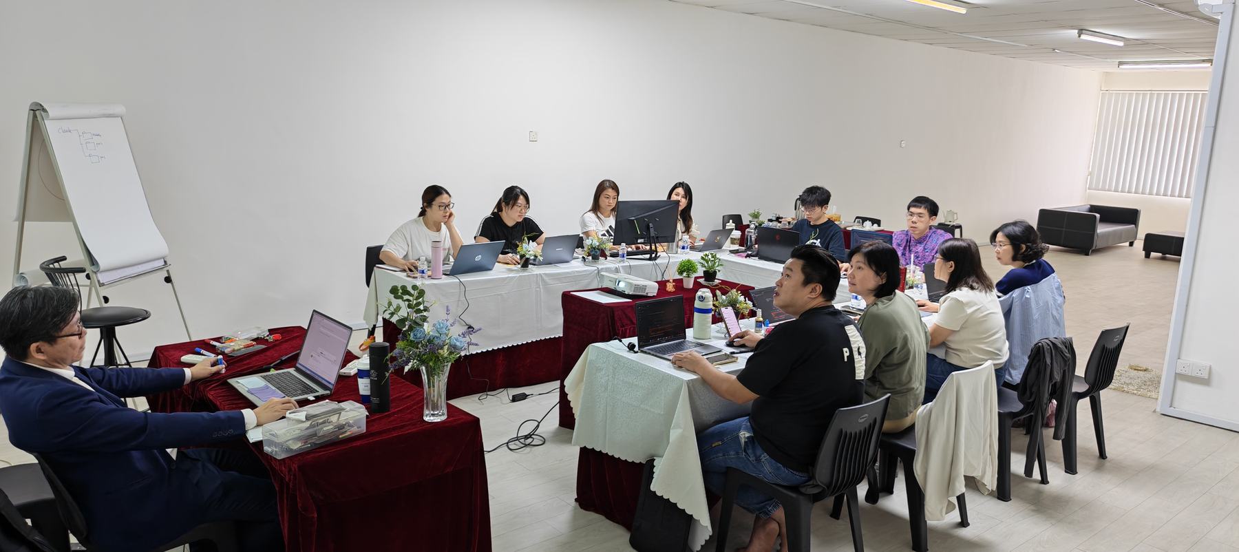 教室全景,学员们各自用电脑实操